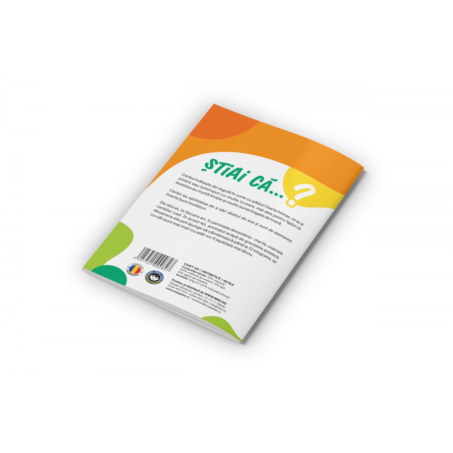 Caiet - Matematica, Cerb, format A5, 48 file, capsat, gama Discover the wild