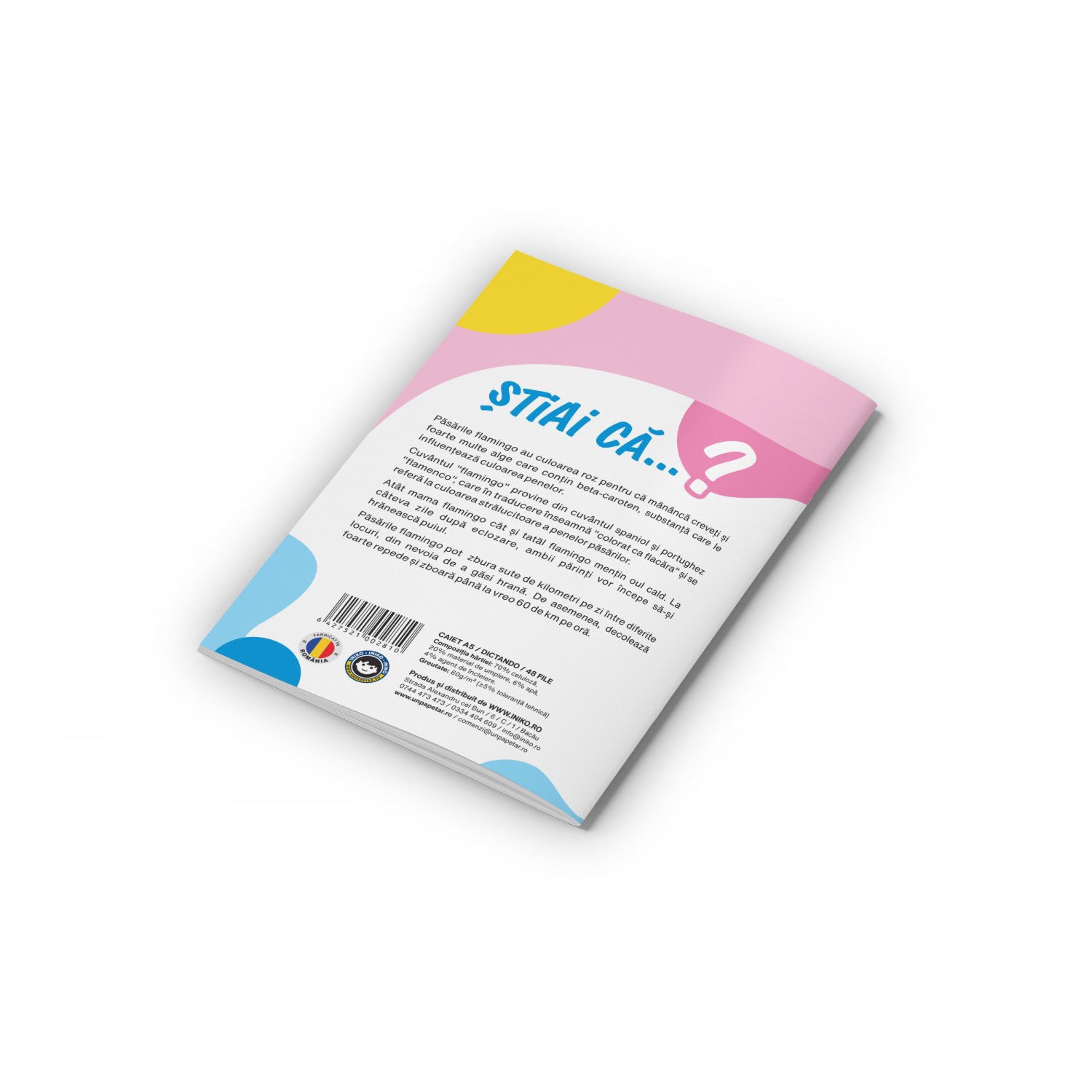 Caiet - Dictando, Flamingo, format A5, 48 file, capsat, gama Discover the wild