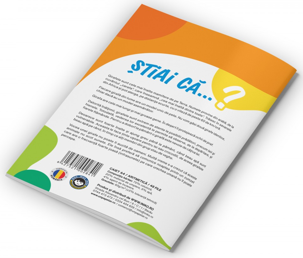 Caiet - Discover The Wild - Girafa, A4, matematica, 48 file