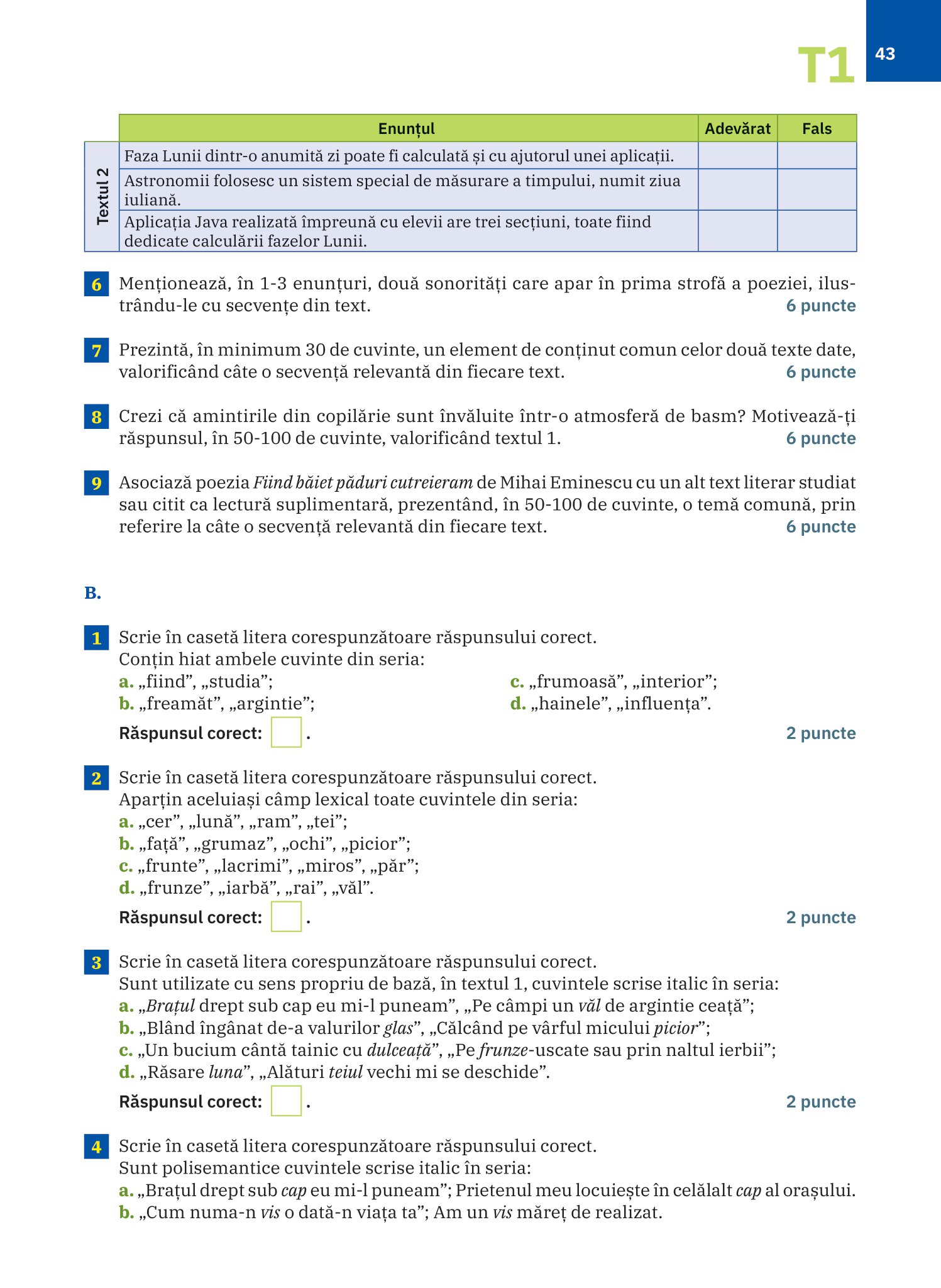 Limba si literatura romana. Evaluarea Nationala 2023. Clasa a VIII-a