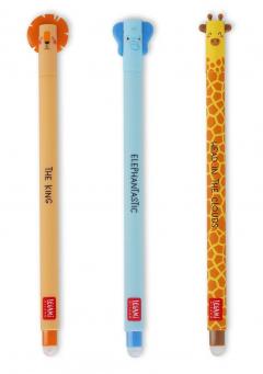 Set 3 pixuri - Legami Erasable Pen - Leu, Elefant si Girafa