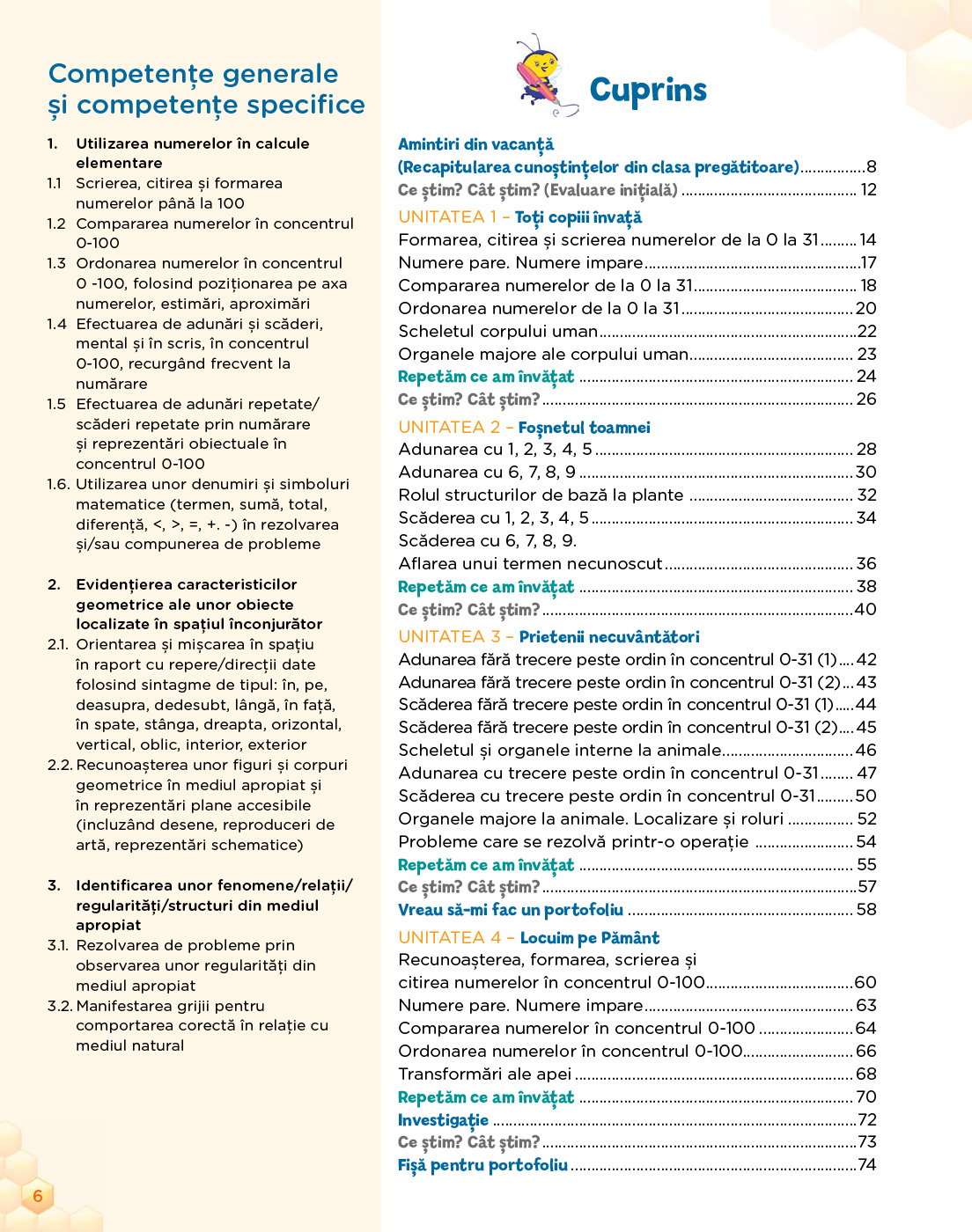 Matematica si explorarea mediului. Clasa I