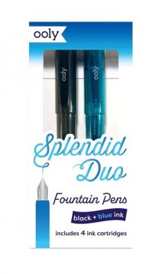 Set 2 stilouri cu 4 rezerve - Ooly Splendid Duo - Albastru si negru