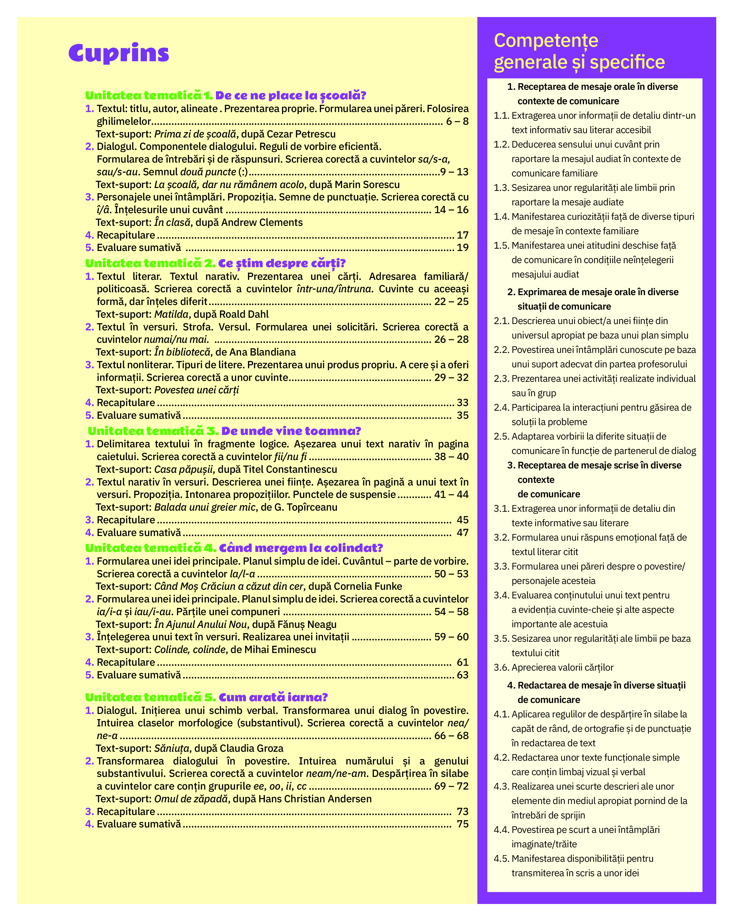 Limba si literatura romana - Clasa a III-a, Caietul elevului