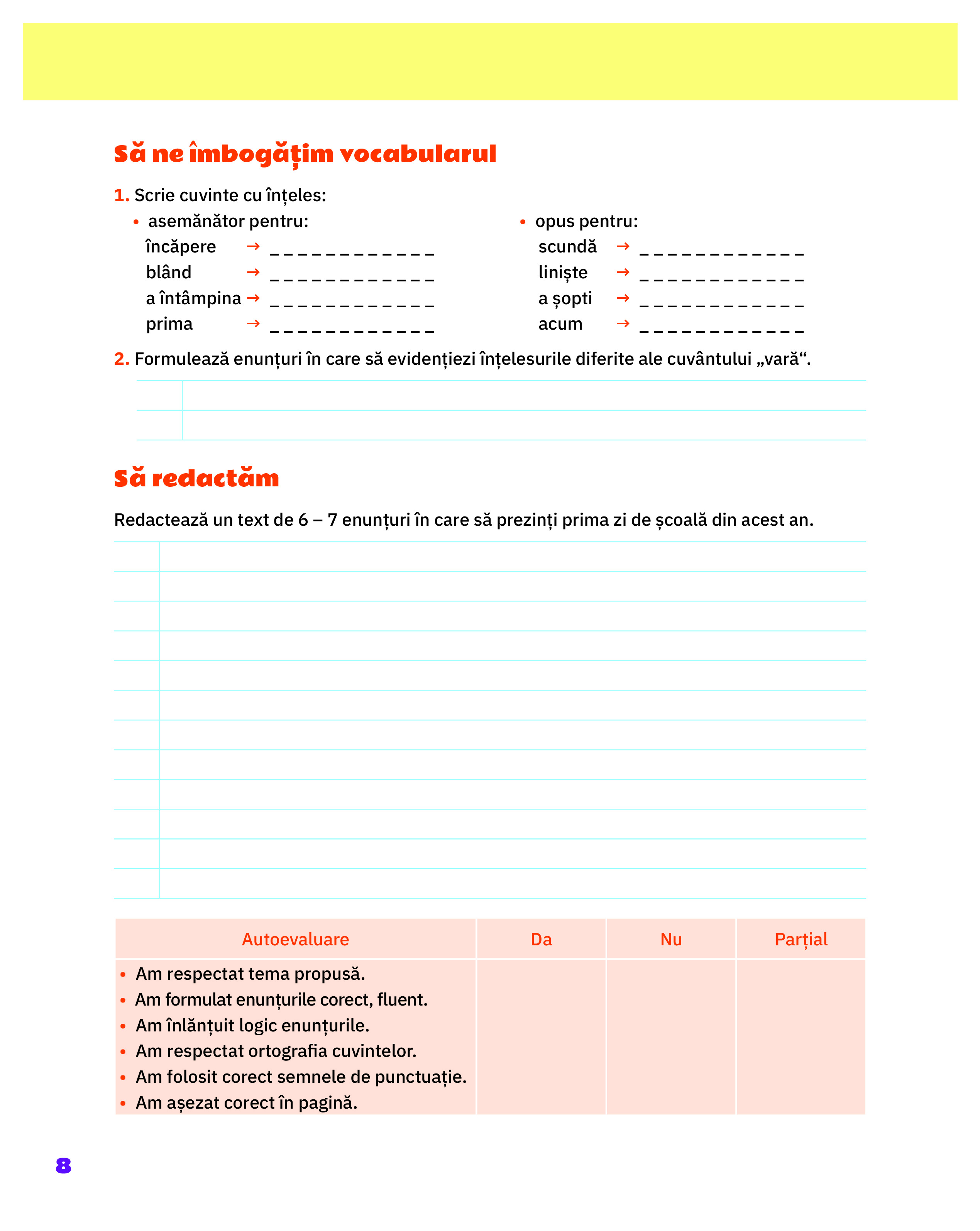 Limba si literatura romana - Clasa a III-a, Caietul elevului