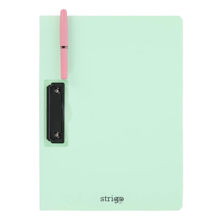 Clipboard Strigo A4, cu suport pentru pix - Verde menta