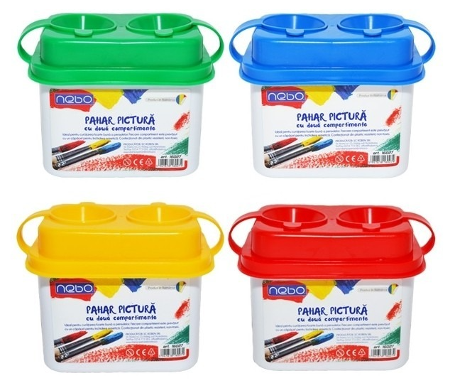 Pahar pictura cu 2 compartimente (mai multe culori, pret pe bucata)