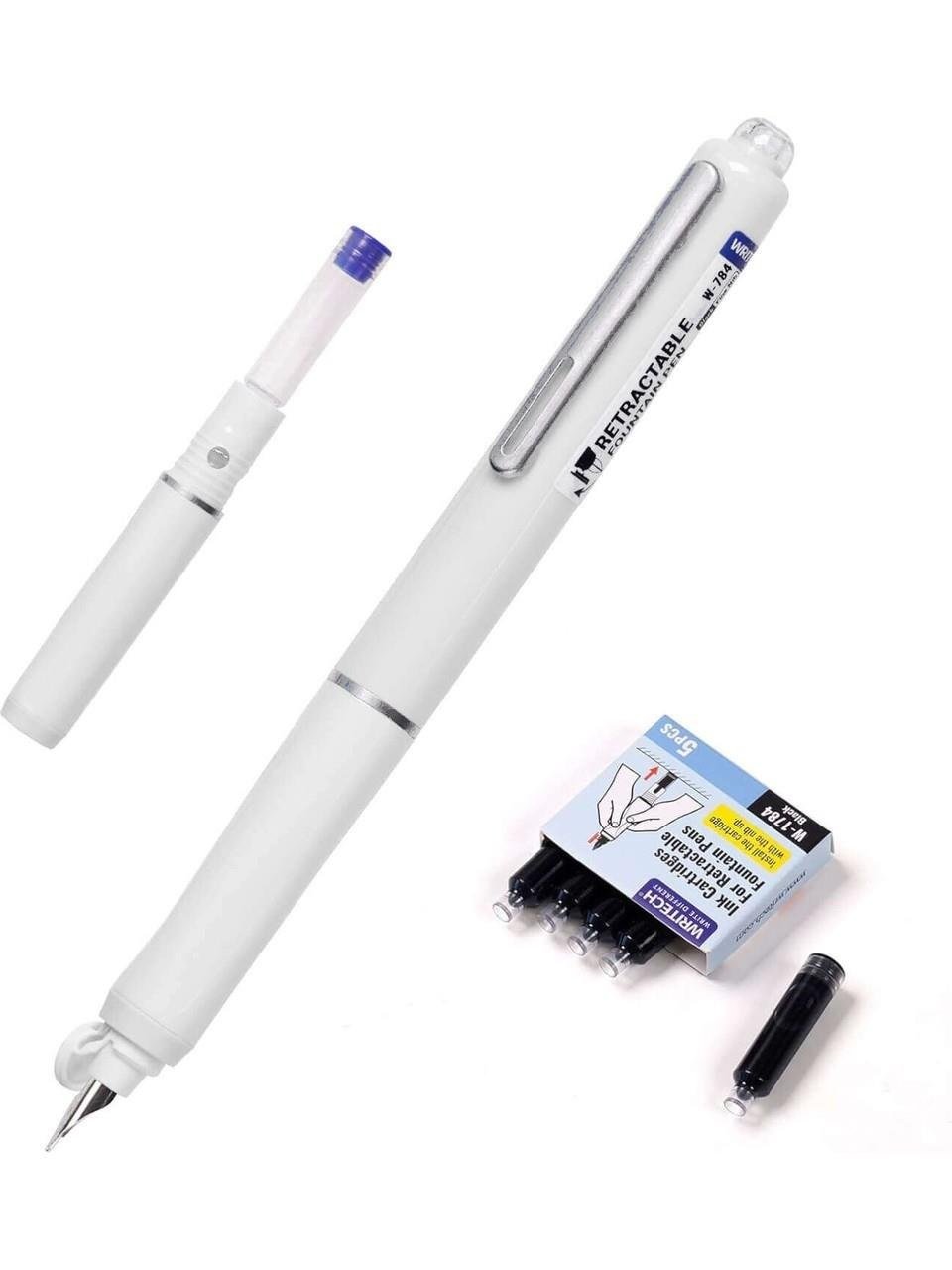 Stilou retractabil - Alb + 5 patroane