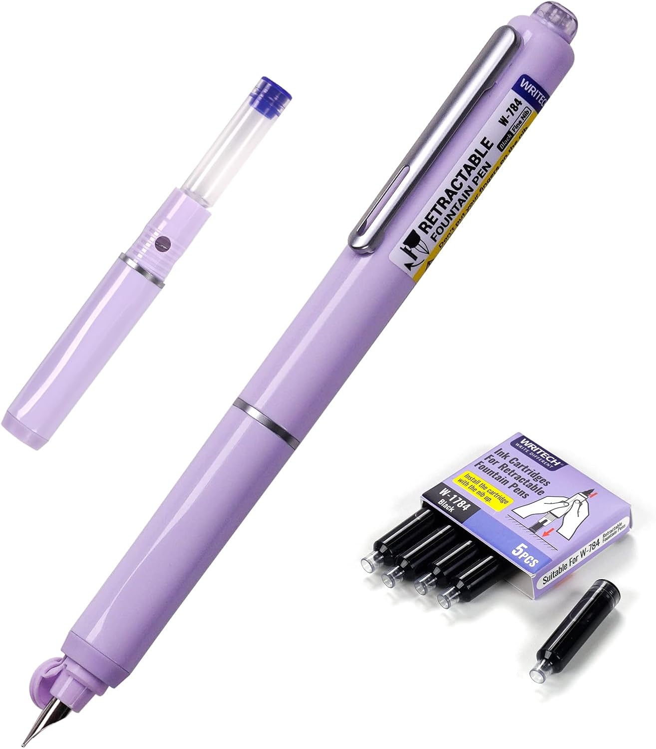 Stilou retractabil - Violet + 5 patroane