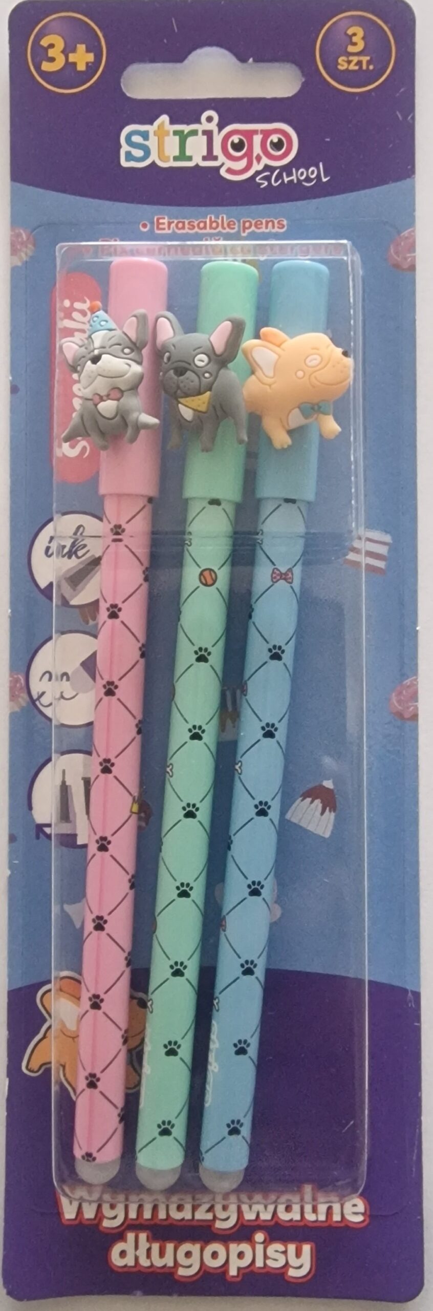 Set 3 pixuri cerneala cu stergere - Catelusi