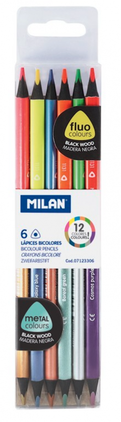 Set 6 Creioane FluoMetal bicolor - Milan