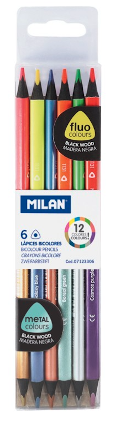 Set 6 Creioane FluoMetal bicolor - Milan